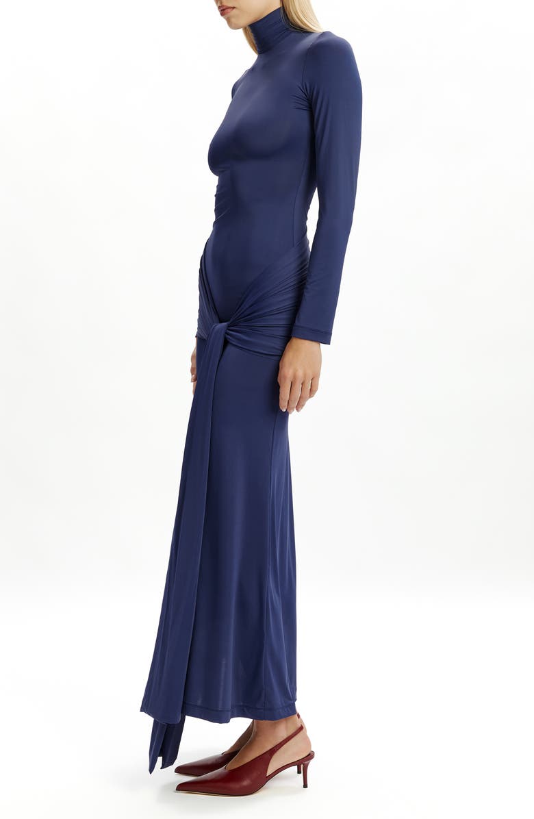 Bardot Alix Tie Front Long Sleeve Maxi Dress, Alternate, color, Navy