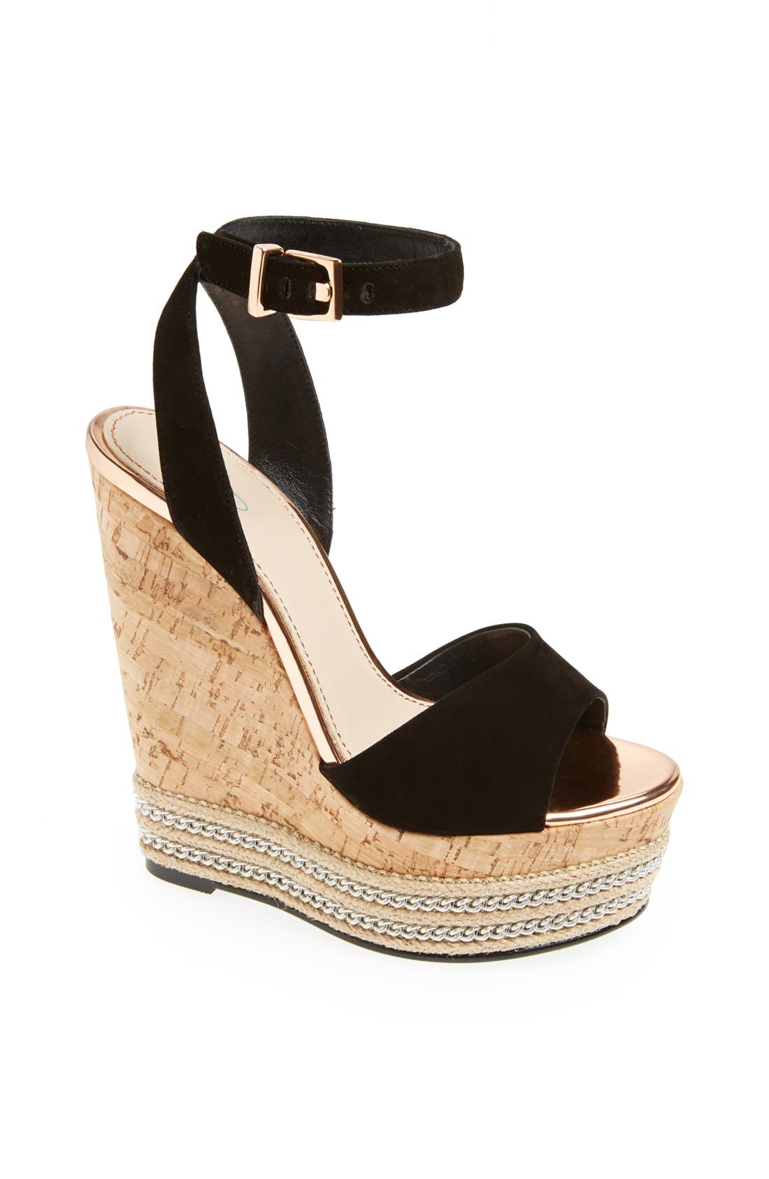 CJG 'Miami' Wedge, Main, color, BLACK