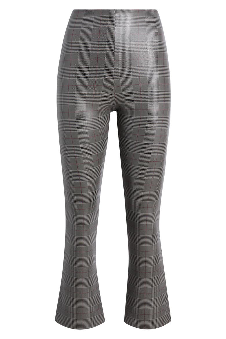 Plaid Faux Leather Crop Pants, Alternate, color, GREY GLEN PLAID