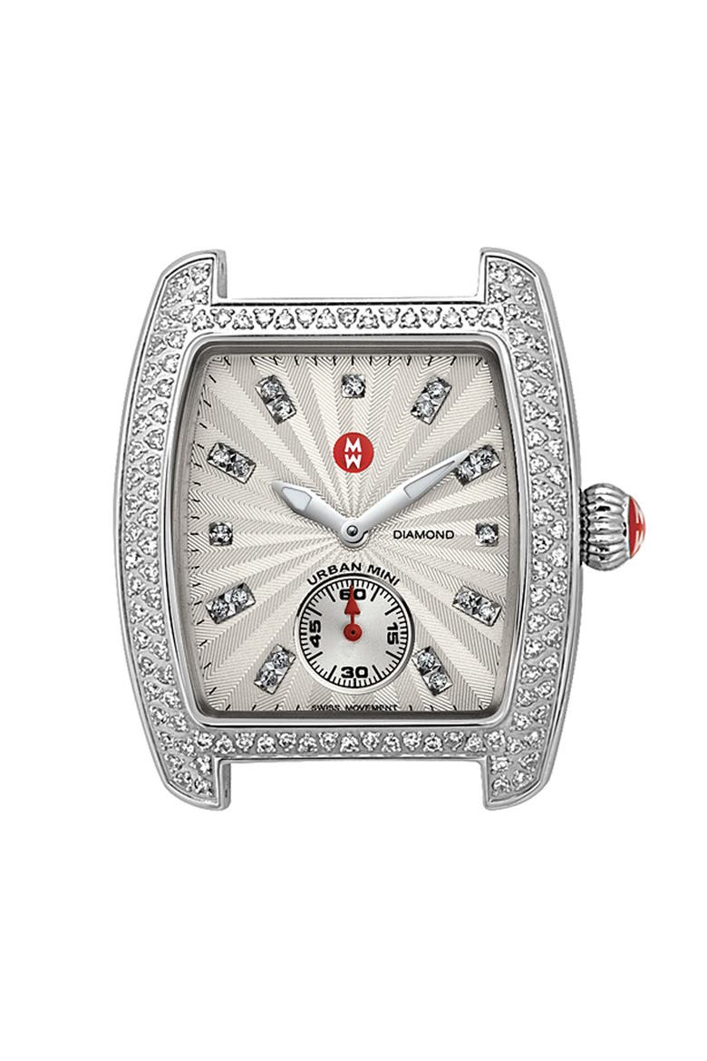 'Urban Mini Diamond' Diamond Dial Watch Case, 29mm x 30mm, Main, color, SILVER