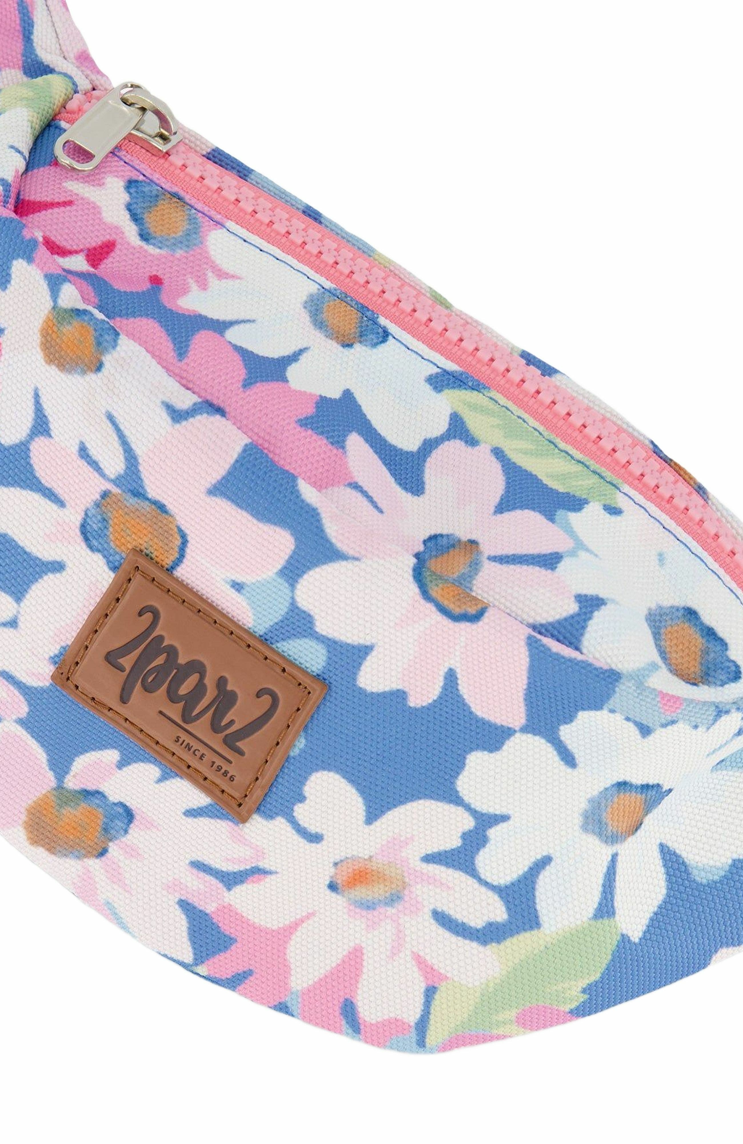 Deux par Deux Girl's Printed Fanny Pack White, Pink, And Green Flowers, Alternate, color, 