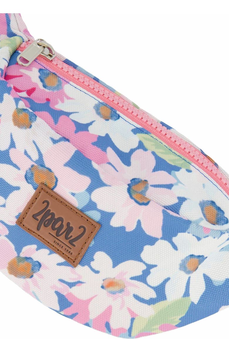 Deux par Deux Girl's Printed Fanny Pack White, Pink, And Green Flowers, Alternate, color,