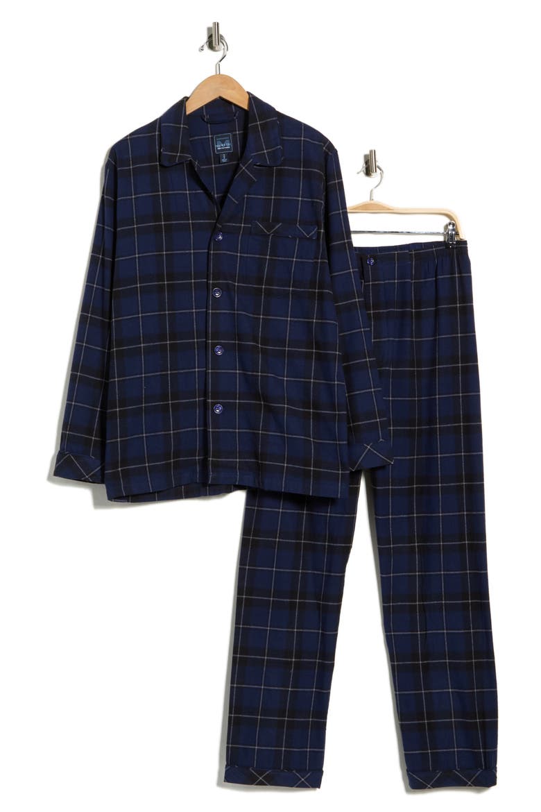 Holiday Homecoming Cotton Flannel Pajamas, Alternate, color, COBALT/ BLACK