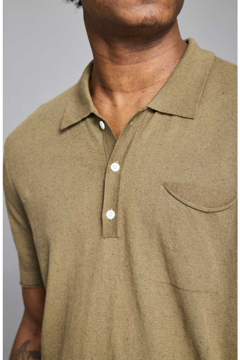 Cotton & Linen Blend Polo, Alternate, color, OLIVE
