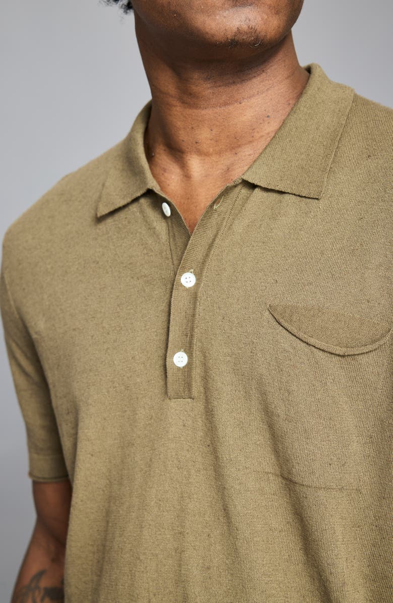 Billy Reid Cotton & Linen Blend Polo, Alternate, color, Olive