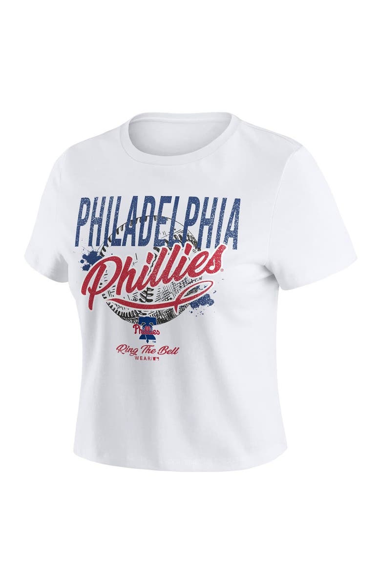 WEAR by Erin Andrews Women's WEAR by Erin Andrews White Philadelphia Phillies Distressed Cropped Baby T-Shirt, Alternate, color, White