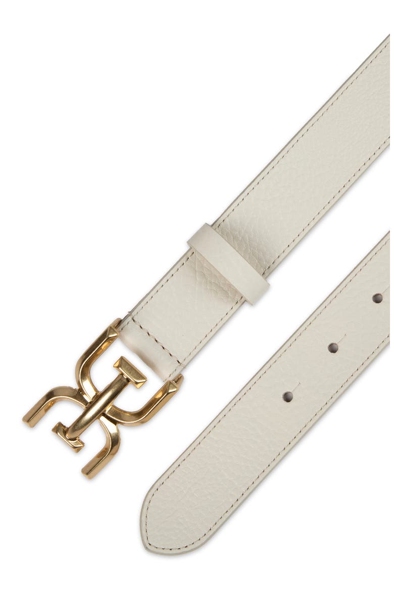 Logo Buckle Leather Belt, Alternate, color, IVORY
