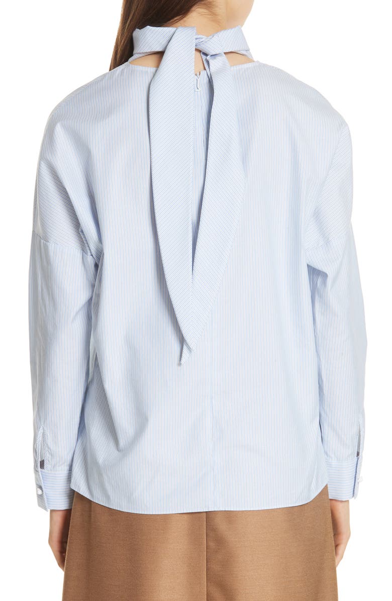 Tibi Tuxedo Shirting Bandana Top, Alternate, color, 