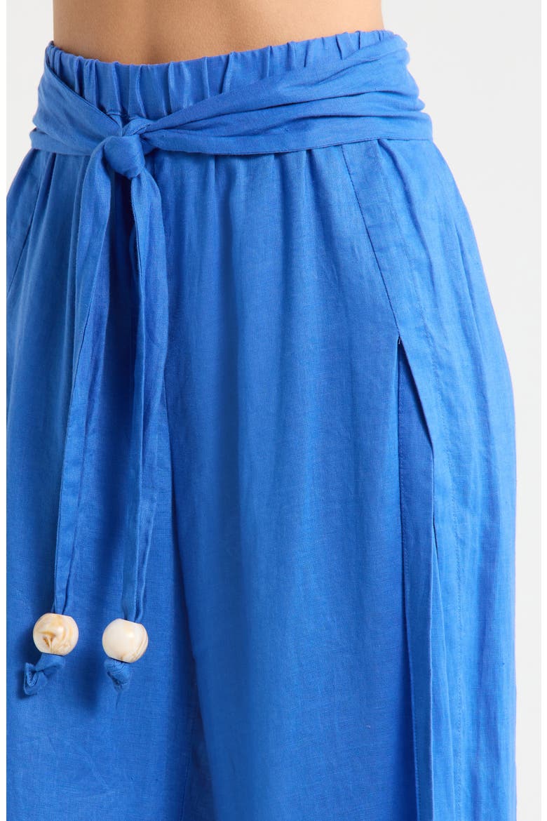 Tie Side Linen Cover-Up Pants, Alternate, color, SAPPHIRE BLUE