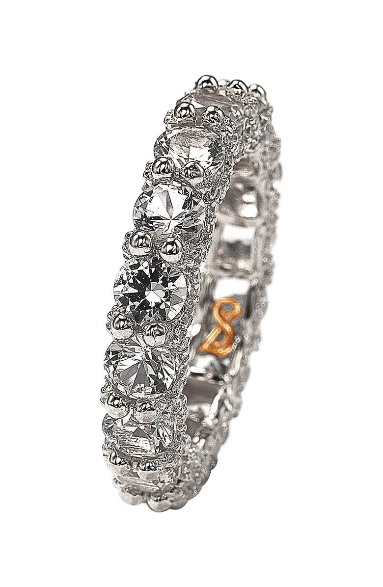 SUZY LEVIAN Cubic Zirconia Stacking Ring, Alternate, color, Silver