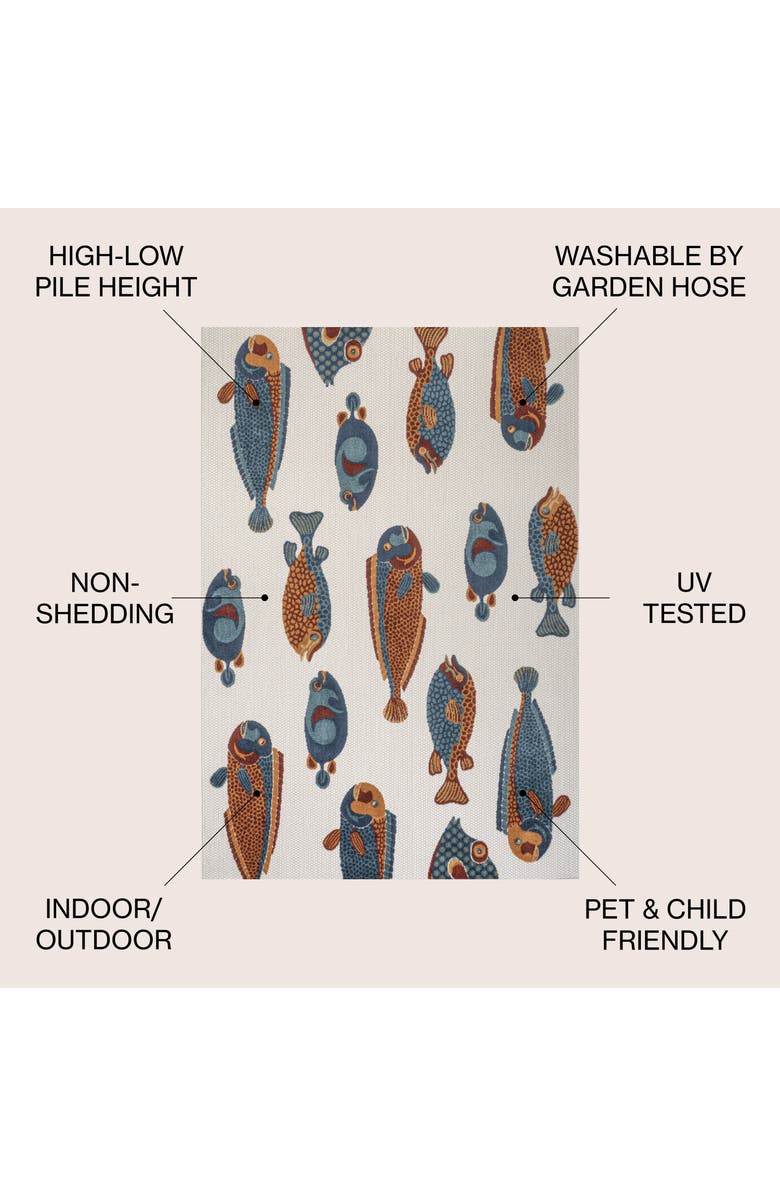 JONATHAN Y Algarve Modern Fish High-Low Indoor/Outdoor Area Rug, Alternate, color, Navy/Orange/Cream