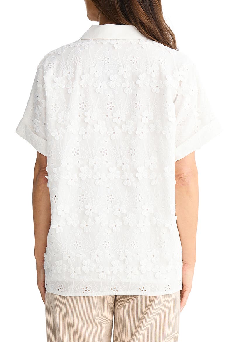 Felicity Floral Appliqué Cotton Blend Broderie Anglaise Button-Up Shirt, Alternate, color, WHITE