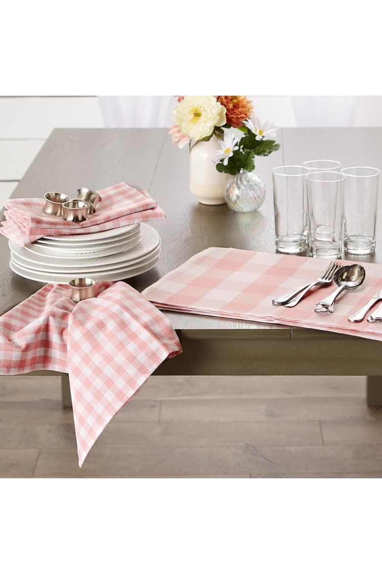 Gingham Cotton Napkin Set/4, Alternate, color, Pink/White