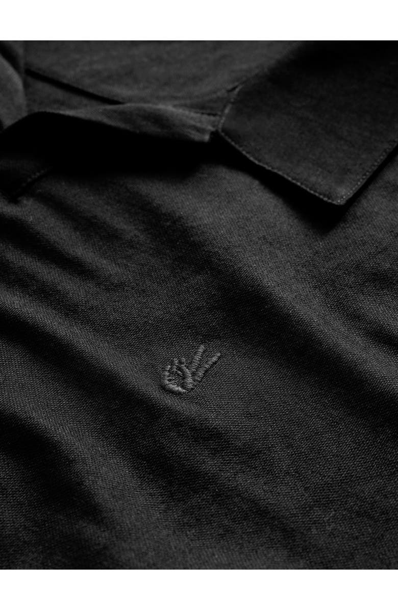 John Varvatos Leroy Johnny Collar Solid Piqué Polo, Alternate, color, Black