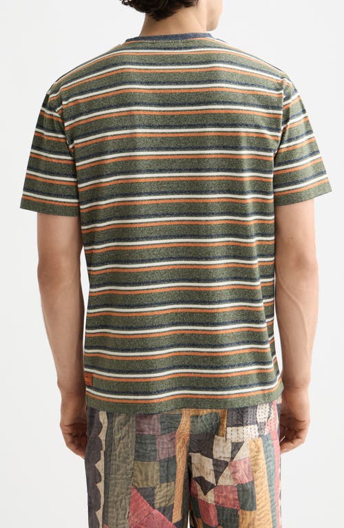 Scotch & Soda Relaxed Fit Stripe Pocket T-shirt In Green