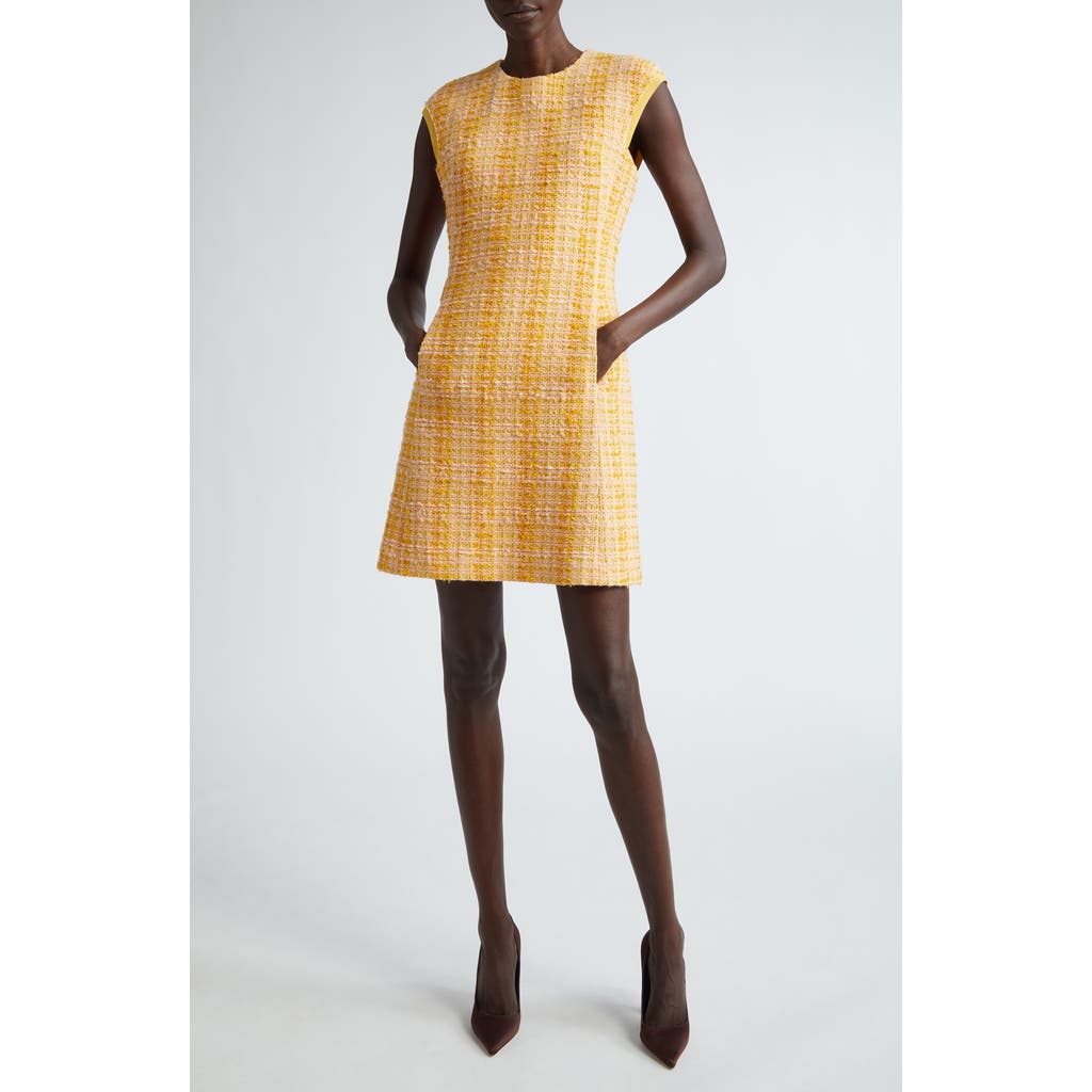 St John St. John Collection Italian Slubbed Tweed Knit A-line Dress