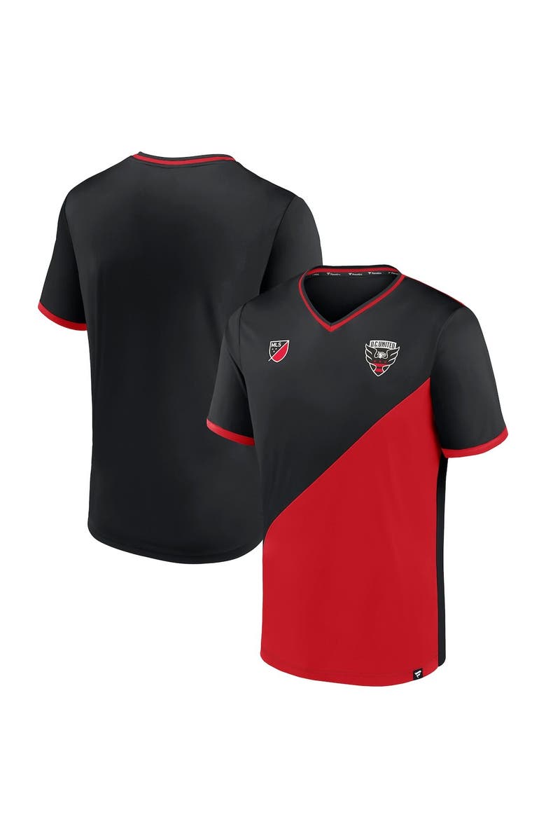 FANATICS Men's Fanatics Branded Black/Red D.C. United Striker V-Neck T-Shirt, Main, color,