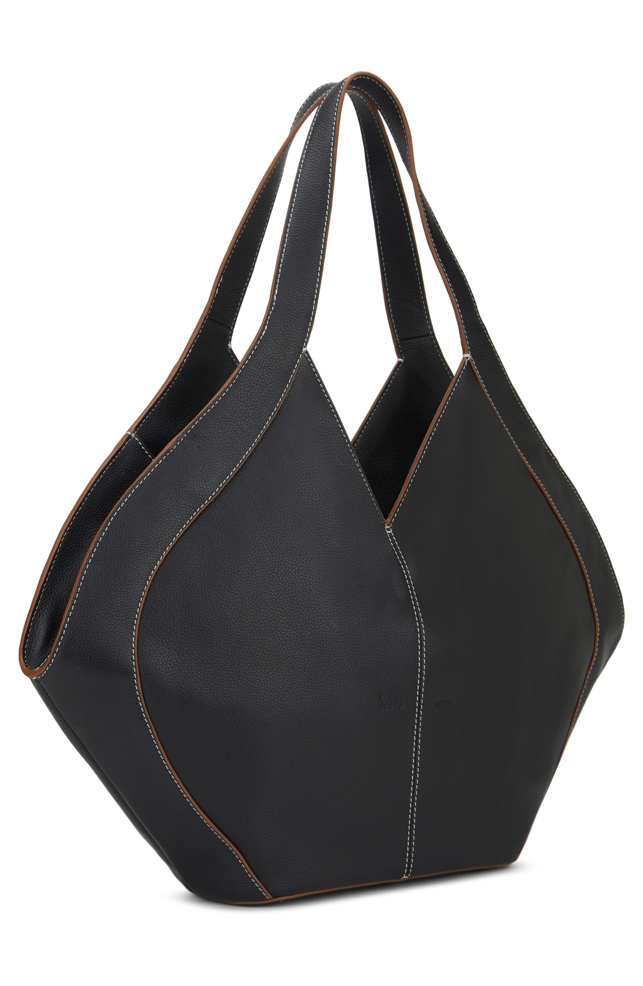 behno Safra Pebble Leather Tote, Alternate, color, Black