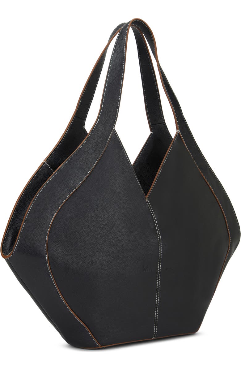 behno Safra Pebble Leather Tote, Alternate, color, Black