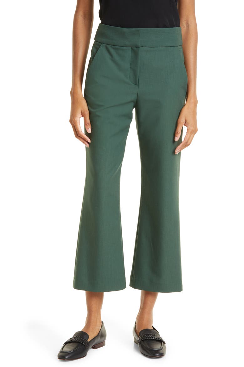 Cormac High Waist Crop Flare Trousers, Main, color, PINEGROVE