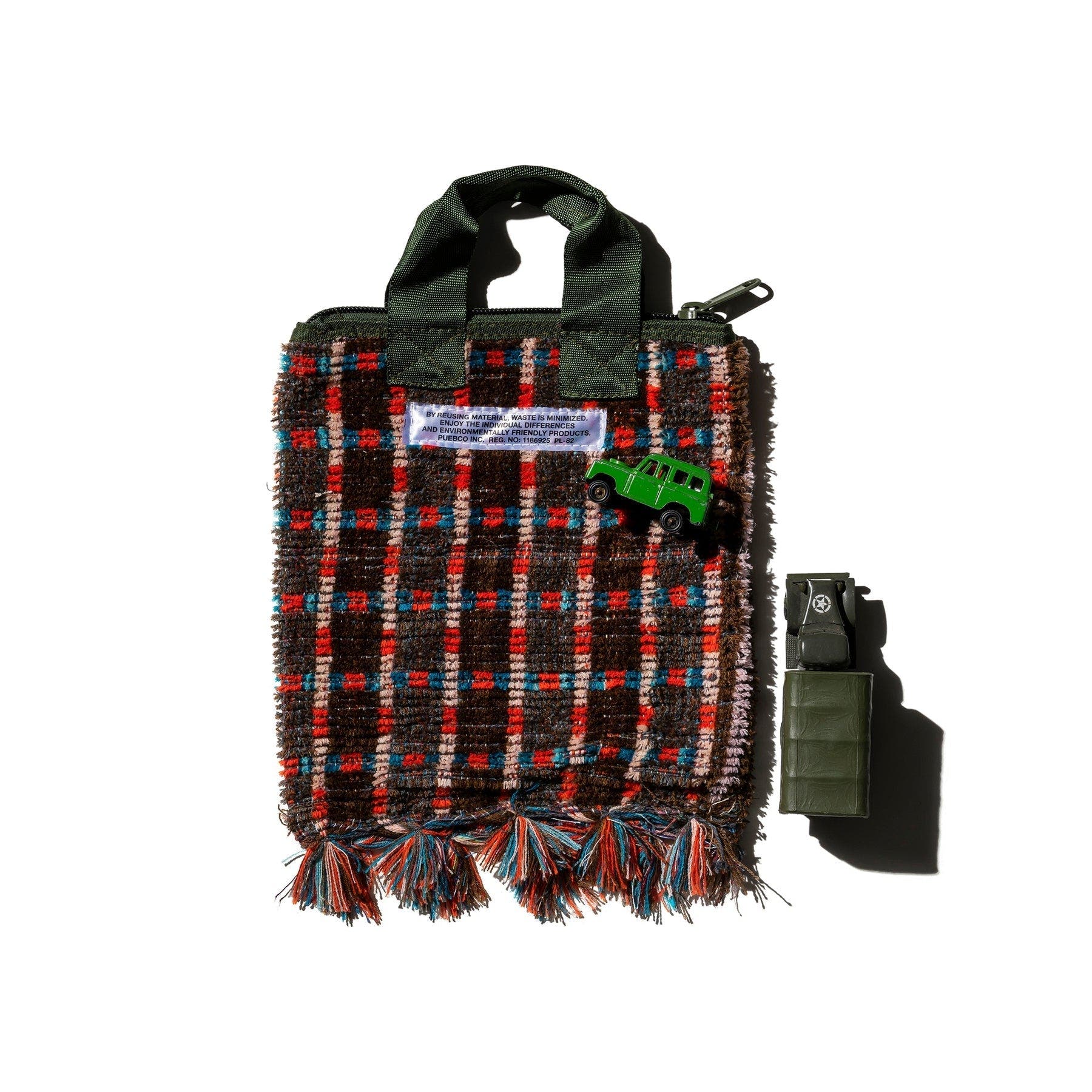 PUEBCO Truck Seat Fabric Tote, Alternate, color, Brown X Gray Stripes