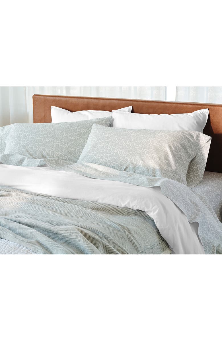 Coyuchi Print Organic Cotton Percale Sheet Set, Alternate, color, Dew Robles