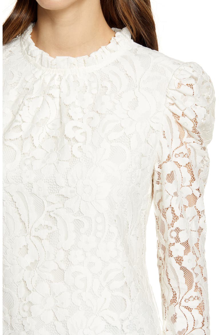 Ruffle Trim Lace Top, Alternate, color, IVORY CLOUD