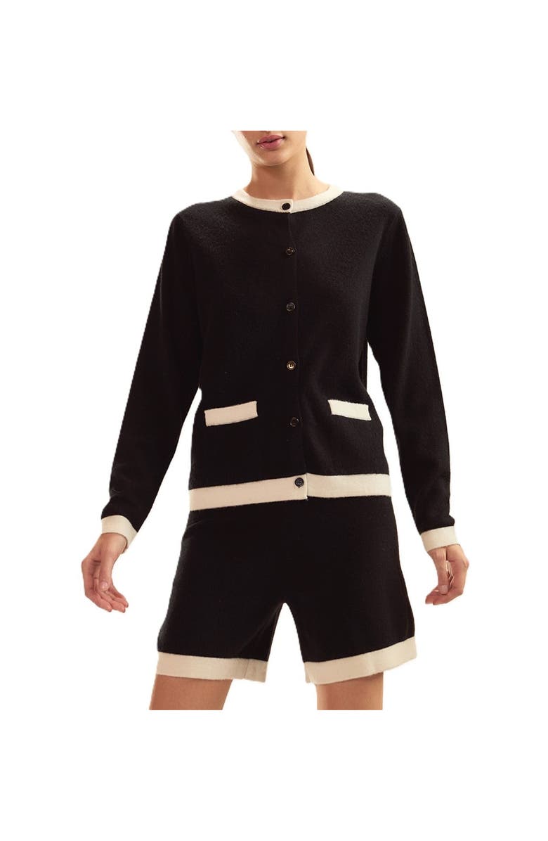 Cynthia Rowley Wool Cashmere 2 Tones Shorts, Alternate, color, Black/White