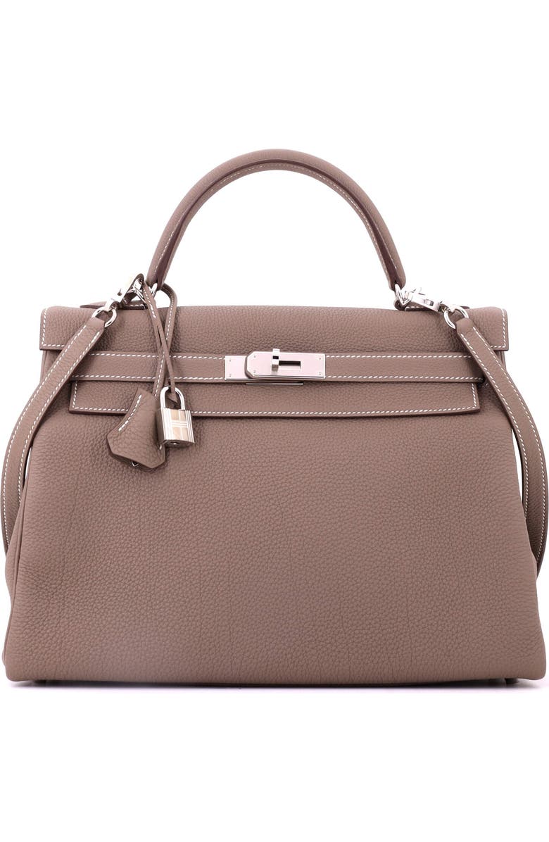 Pre-Owned Hermes Kelly Handbag Grey Togo with Palladium Hardware 32, Main, color, Etoupe