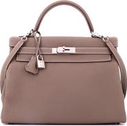 Pre-Owned Hermes Kelly Handbag Grey Togo with Palladium Hardware 32
