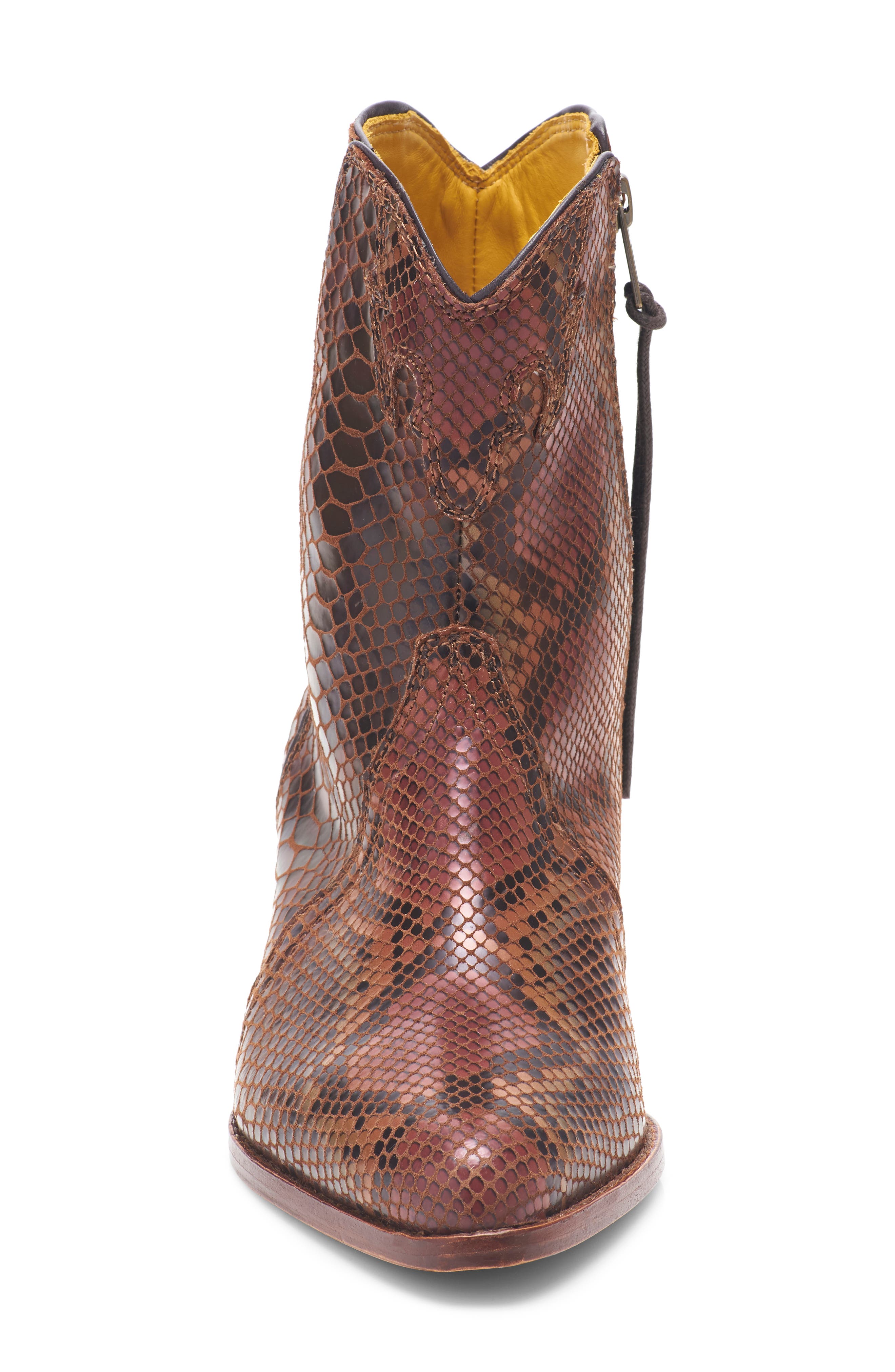 Free People New Frontier Western Bootie, Alternate, color, Snake Print Leather