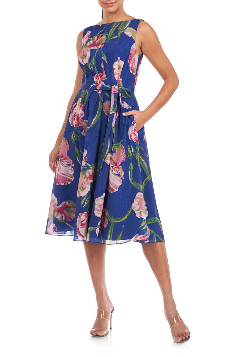 Kay Unger Ali Floral Midi Cocktail Dress, Main, color,