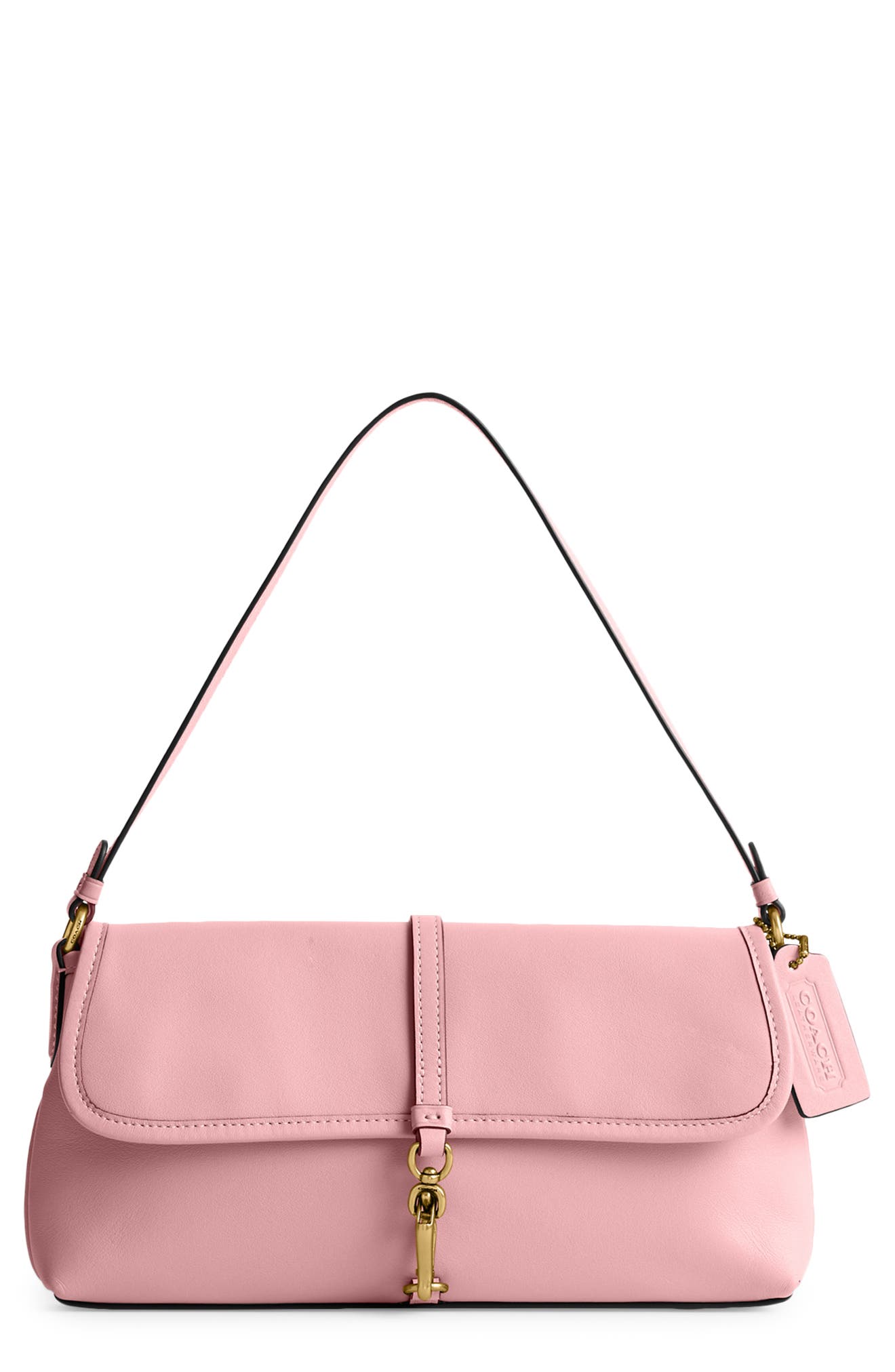 Hamptons Glovetanned Leather Shoulder Bag, Main, color, BUBBLEGUM