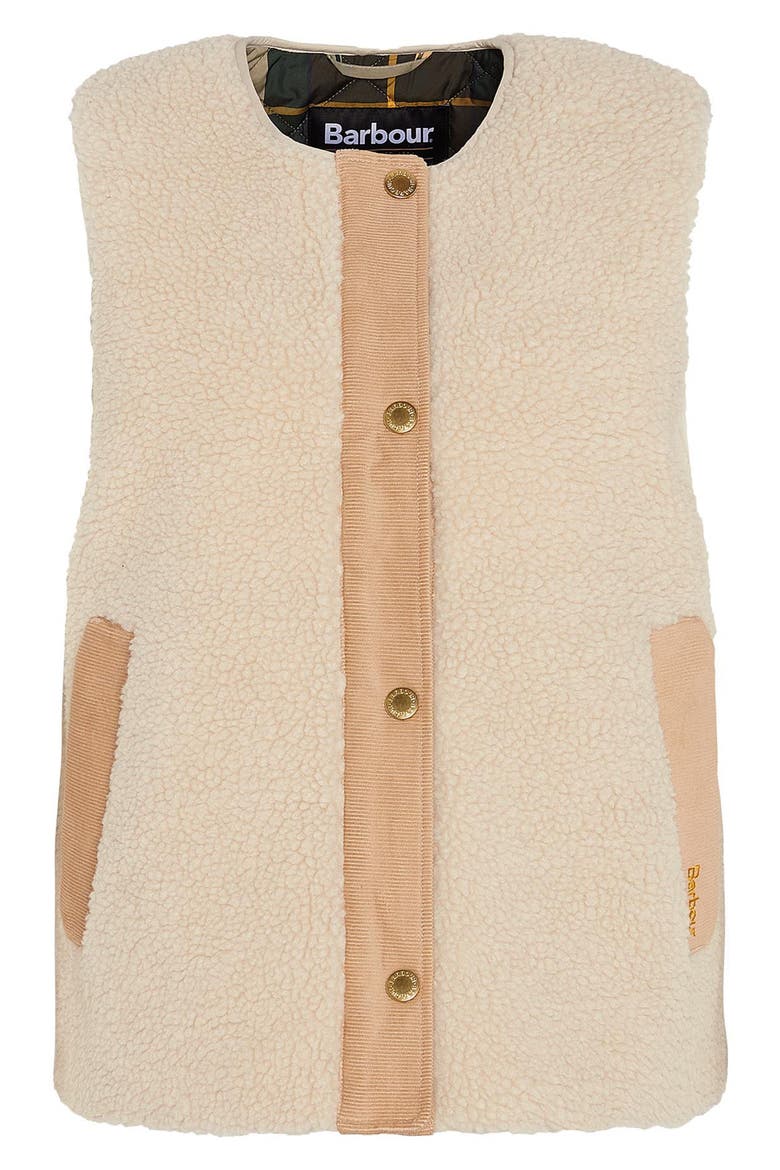 Dulsie High Pile Fleece Quilted Vest, Alternate, color, ECRU/ANCIENT