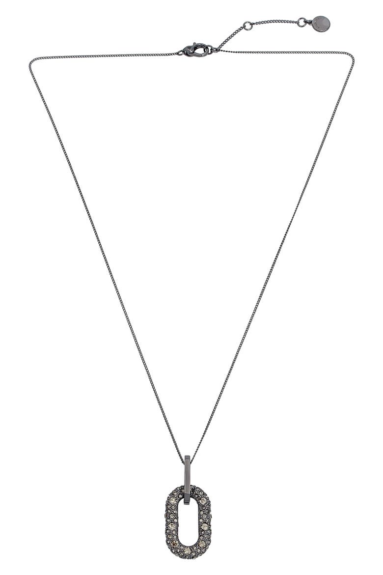 Pavé Crystal Pendant Necklace, Main, color, BLACK