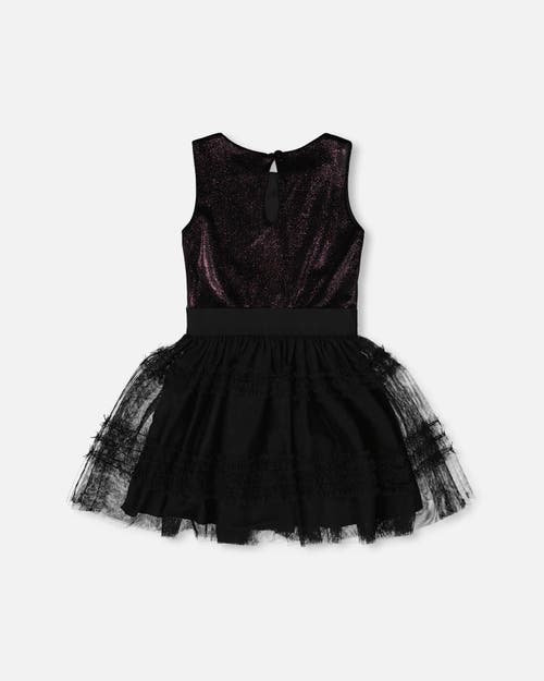 Deux Par Deux Sleeveless Bi-material Velour And Mesh Dress In Black