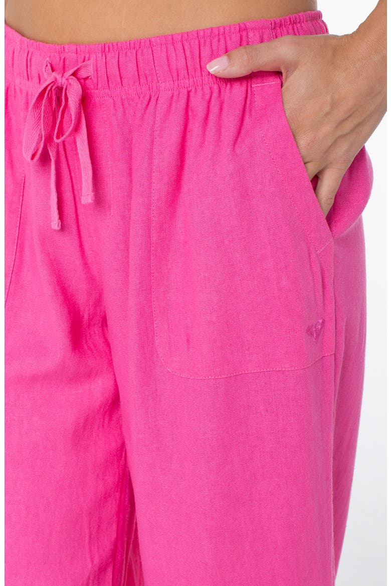 Lagoon Linen Blend Crop Pants, Alternate, color, SHOCKING PINK