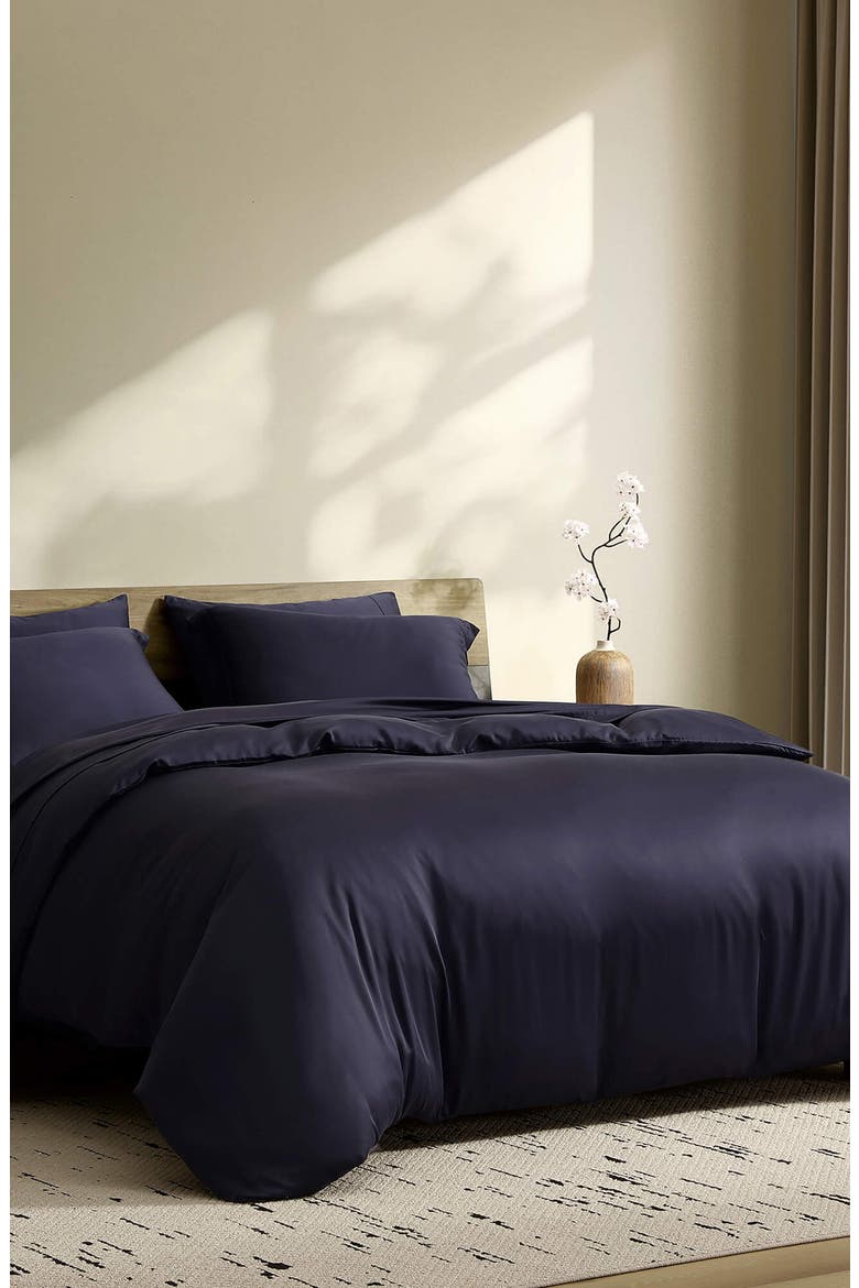 Silky Fitted Sheet, Alternate, color, BARITONE BLUE