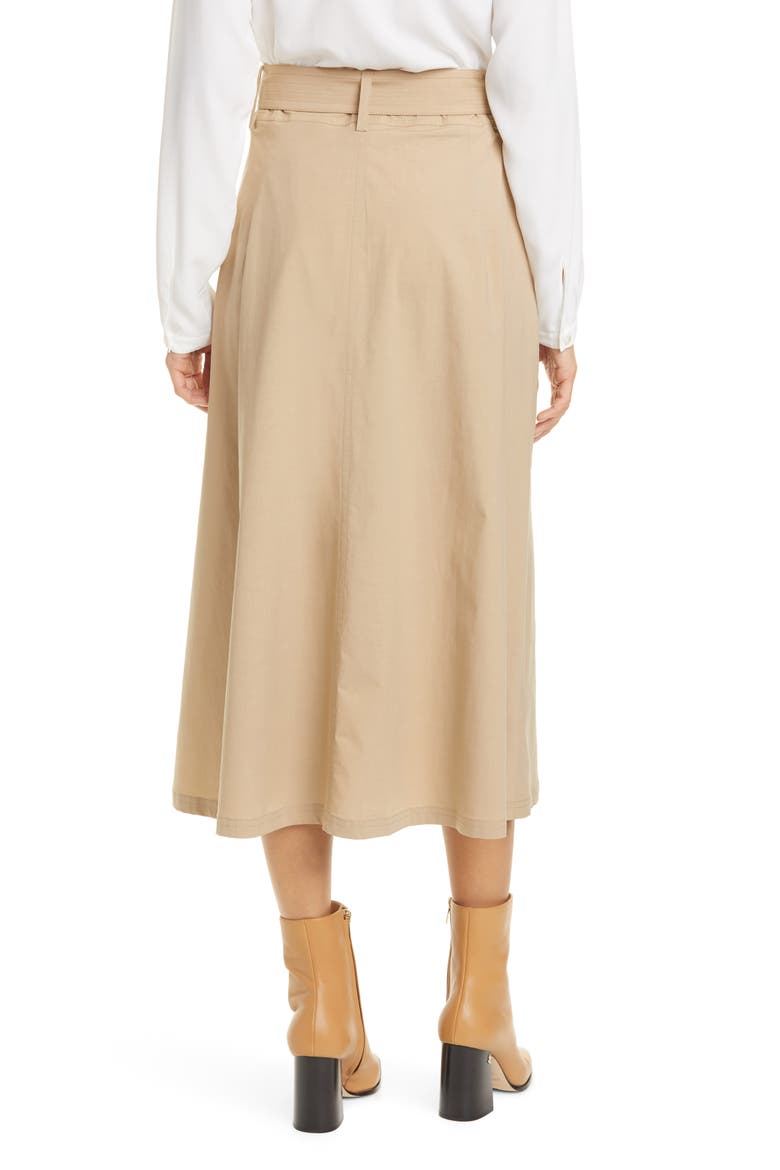 Button Front Midi Skirt, Alternate, color, KHAKI