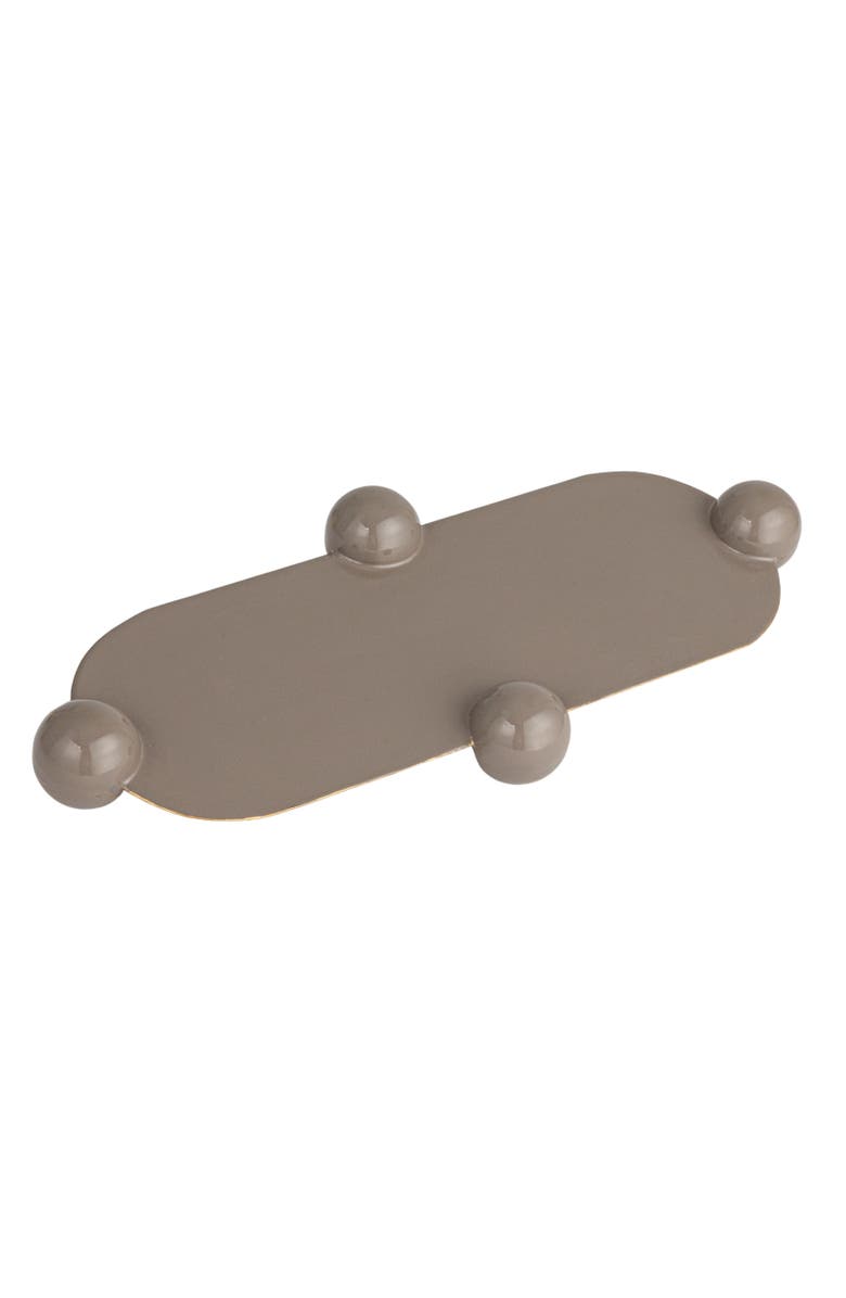 Storied Home Elegance Enamel Metal Tray with Ball Feet, Grey, Main, color, Grey