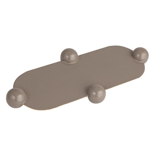 Storied Home Elegance Enamel Metal Tray With Ball Feet, Grey In Gray