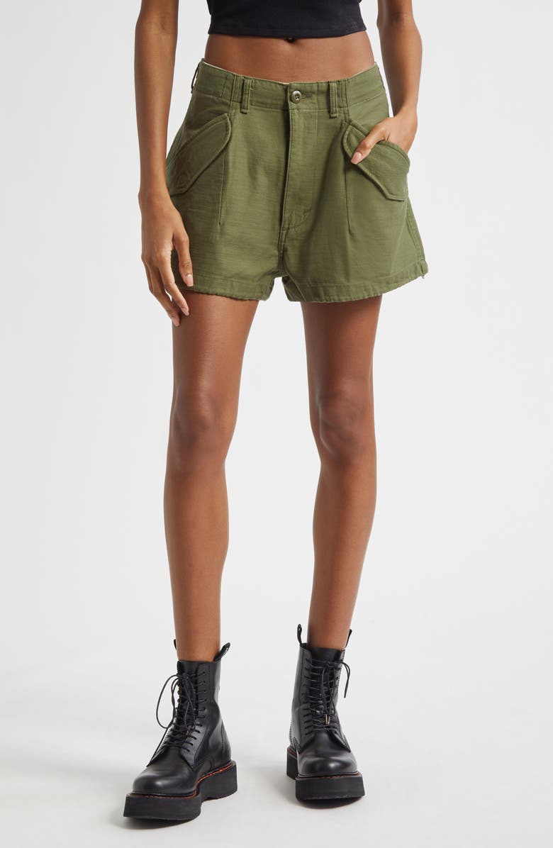 R13 Marianne Cargo Shorts, Main, color, Olive Sateen