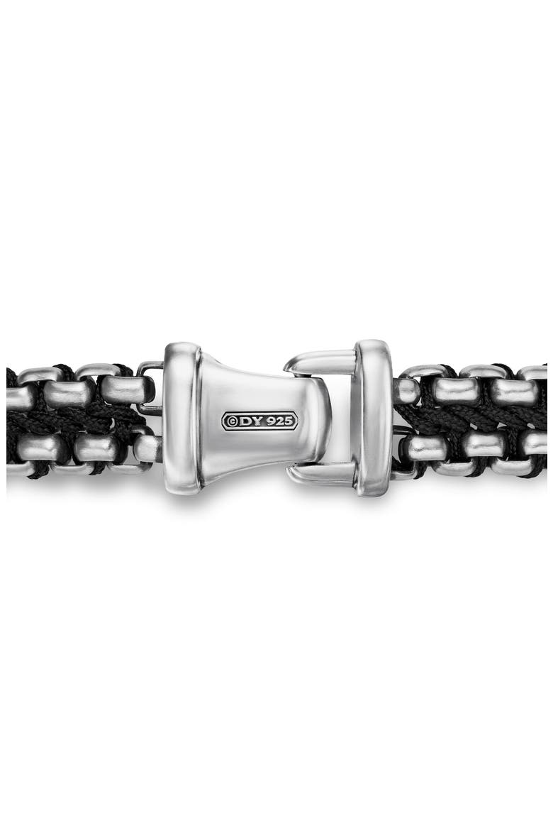 Men's Woven Box Chain Bracelet in Sterling Silver with Nylon, 10mm, Alternate, color, BLACK