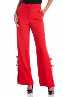 Laundry by Shelli Segal High Waist Bow Side Slit Trousers