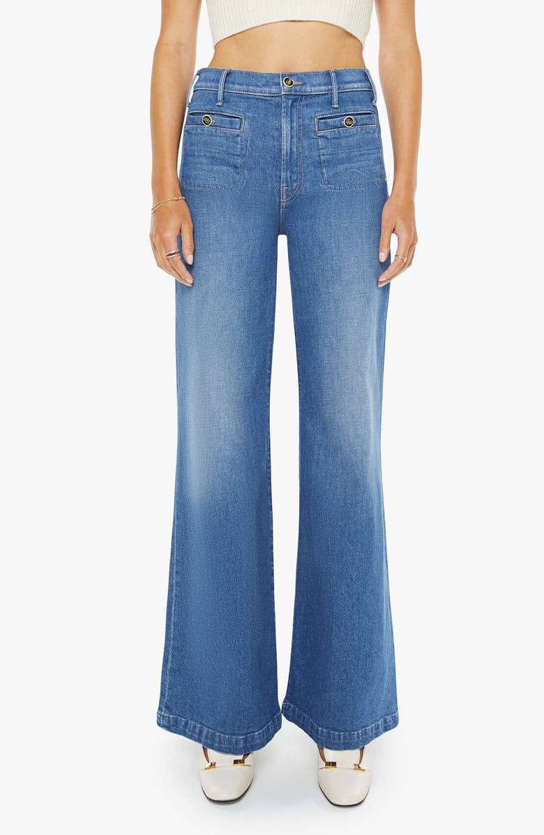 MOTHER The Stashed Hustler Roller Patch Flare Leg Jeans, Main, color, Whisk Me Away