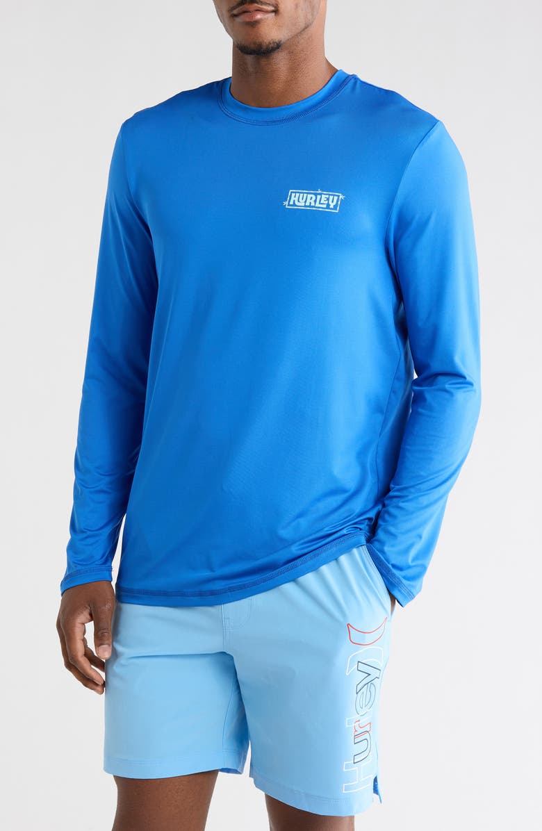 Hurley Island Vibes Long Sleeve Sunshirt, Main, color, Blue