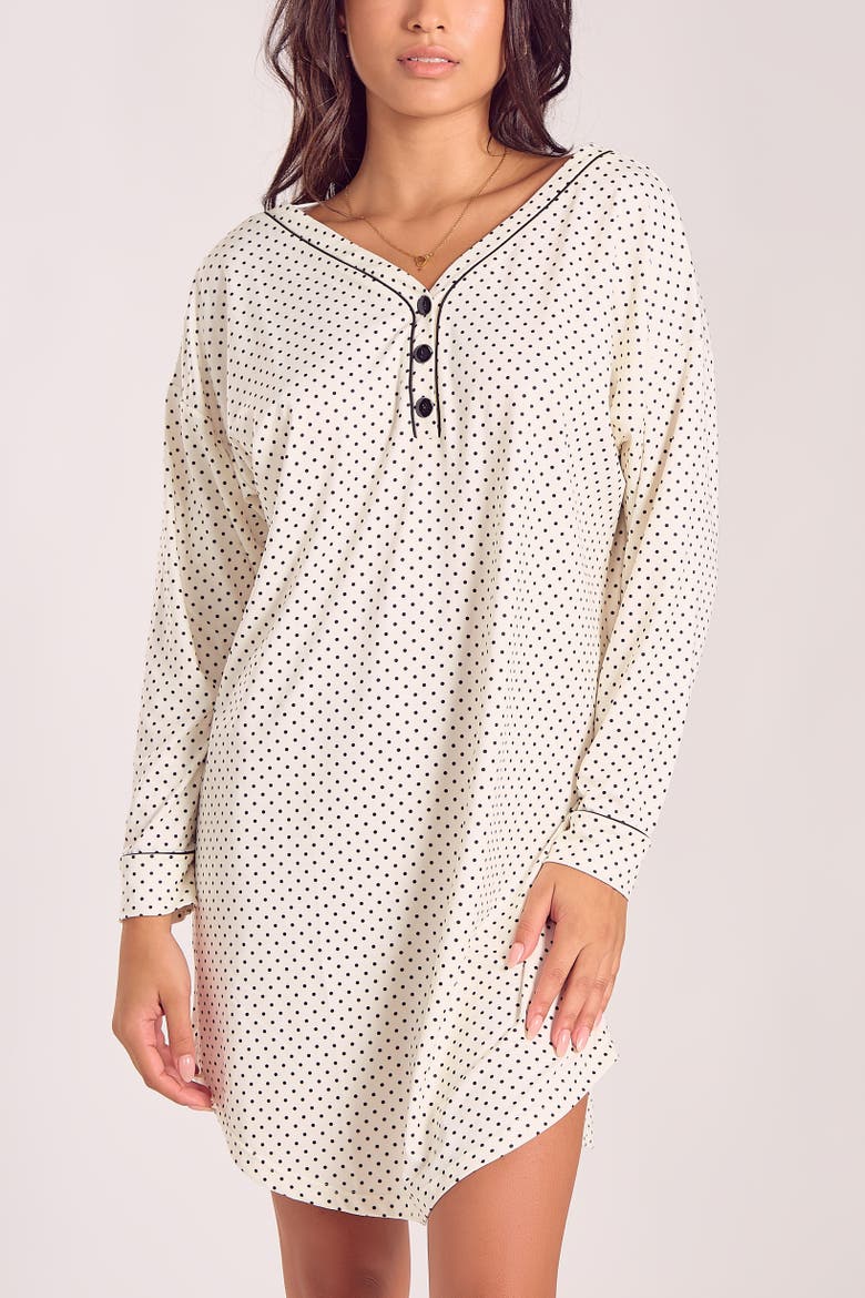Microfiber Knit Sleep Shirt with Functional Buttons, Main, color, Ivory
