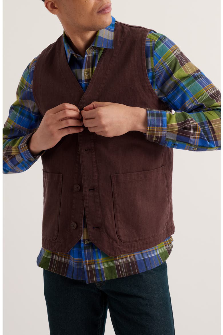 Tollgate Linen & Organic Cotton Vest, Main, color, SEEDBED