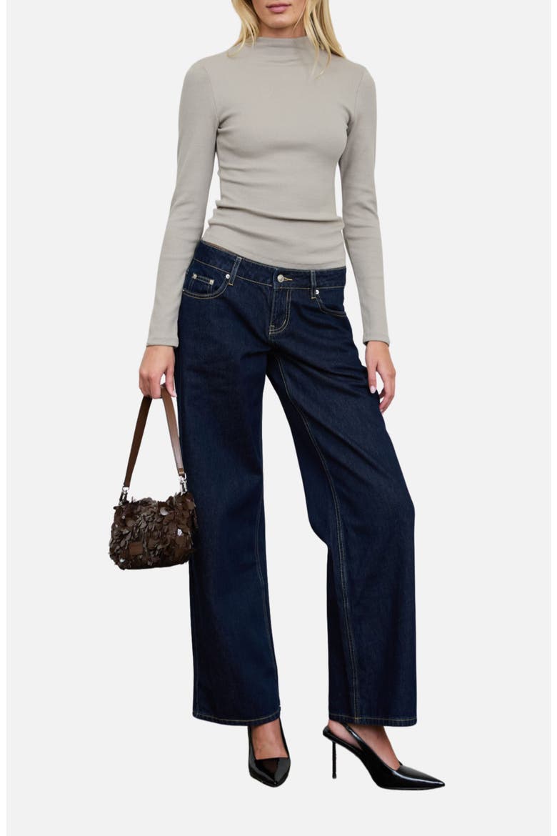Mock Neck Long Sleeve Ribbed Knit Top, Alternate, color, DUSTY SAGE