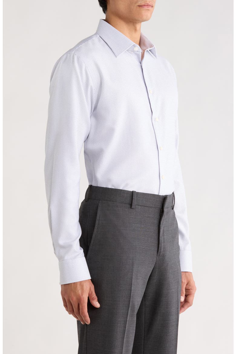 Trim Fit Dash Stripe Premium Non Iron Cotton Dress Shirt, Alternate, color, PURPLE DASH STRIPE
